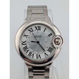 Adesso Men's Watch 39mm Case Silver 8.25" Band- New Battery